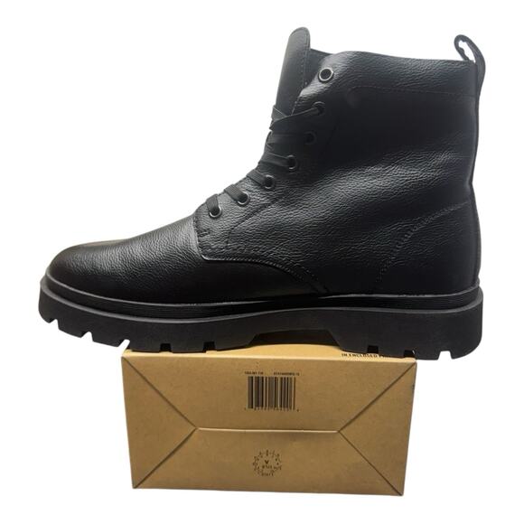 ZARA Men's 45 11.5-12 Black Lace Up Textured Ankle Boots 2283 Monochrome - Picture 4 of 11